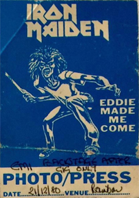 Iron Maiden photo pass